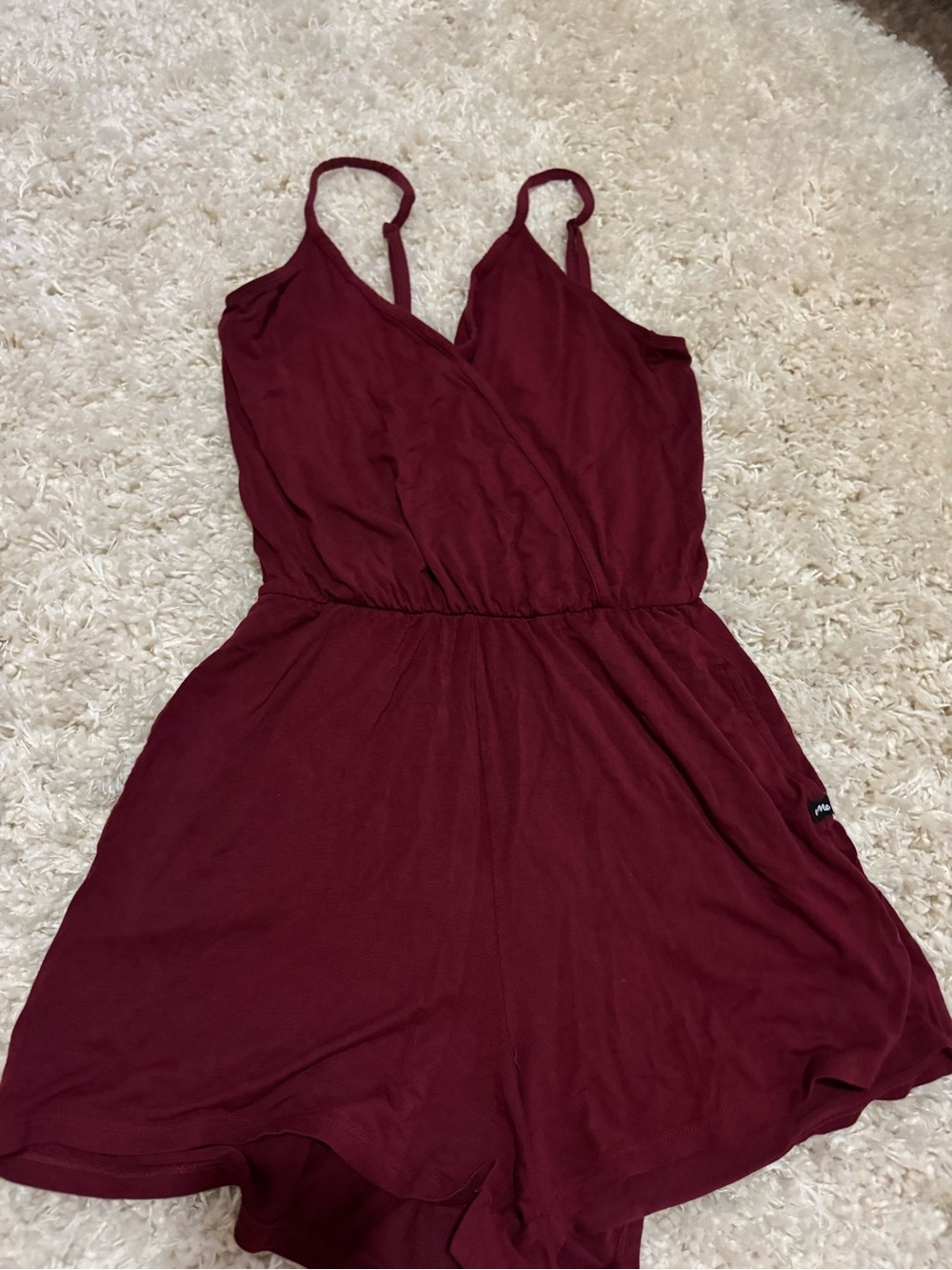 MeUndies Burgundy Sleeveless Wrap Romper
